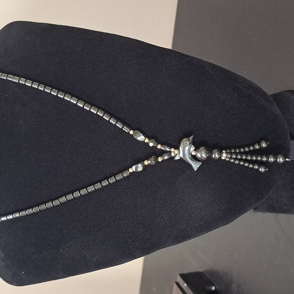 Hematite Dolphin Necklace with Barrel Closure - Picture 3 of 7